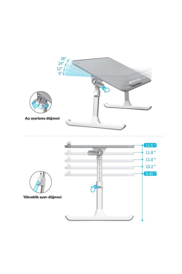 Saiji Al33 Yükseklik Ve Açı Ayarlı Laptop Standı Ergonomik Ve Katlanabilir Çalışma Masası - 2