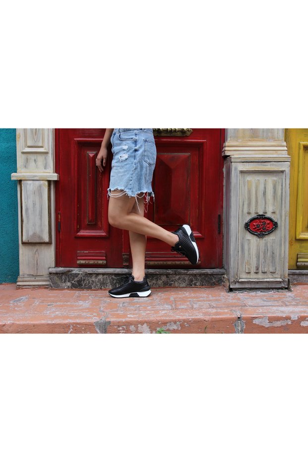 WRAP SİYAH GERÇEK DERİ SNEAKER