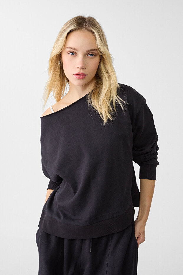 Bisiklet yaka sweatshirt - 1
