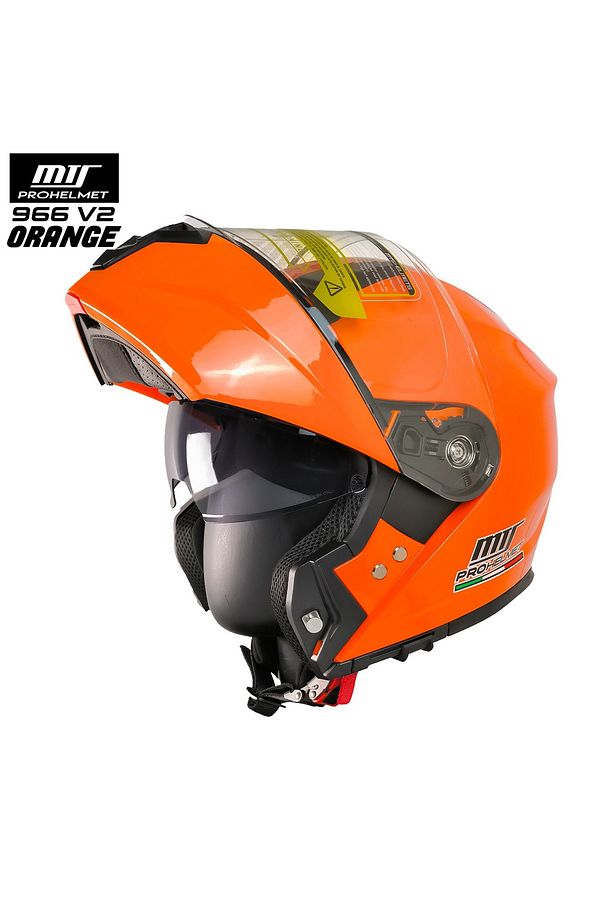 -966-V2 ÇENE AÇILIR KASK (ORANGE) - 2