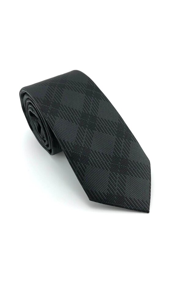 ربطة عنق بنمط منقوش باللون الأسود الفحمي - 2