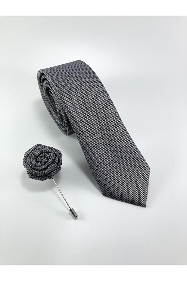 طقم ربطة عنق بنمط أرمور مسطح مع دبابيس ياقة - 1