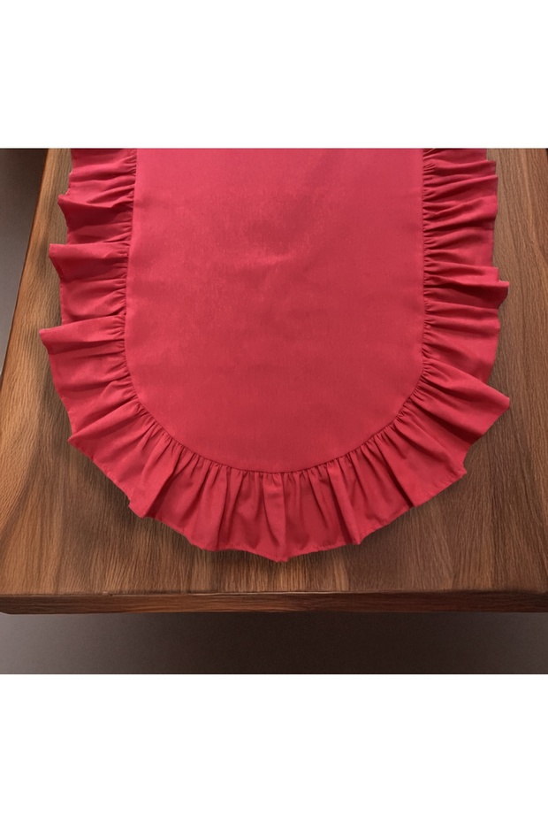 Fırfırlı Pamuk Polyester Oval Runner 40x110 Cm - 2