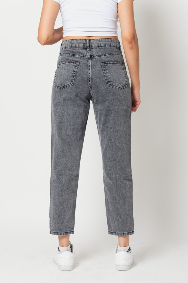 Gray Washed Basic Jeans - 2