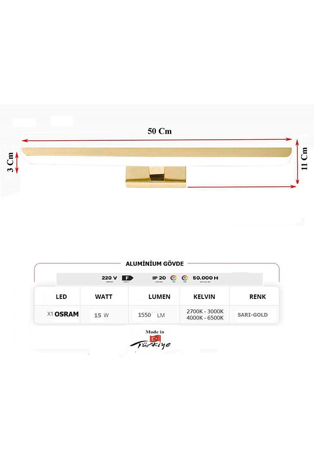 Aplik LED Resim Üstü, Ayna Üstü,Banyo - 8