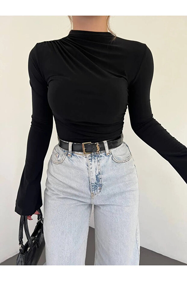 Bluse mit gerafften spanischen Ärmeln - 2