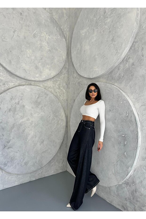 Palazzo Side Threaded Ri?Ns Jeans - 6