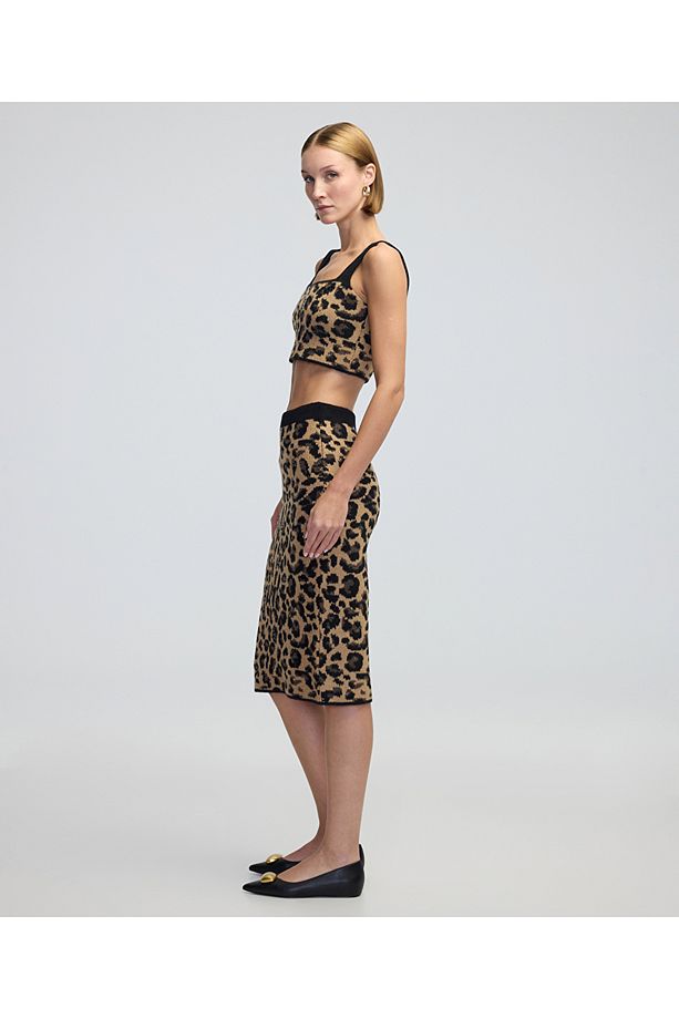 Leopar jakarlı ve işlemeli etek - 2