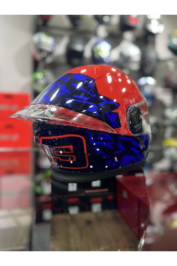 965 Mrc93 Kırmızı Mavi Çene açılır Kask - 2