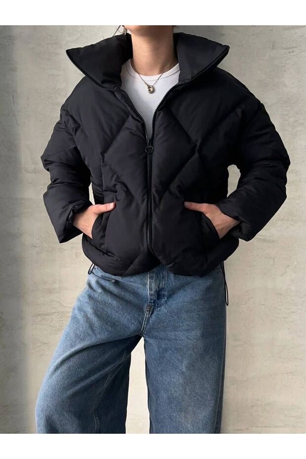 Siyah Şişme Mont - 3