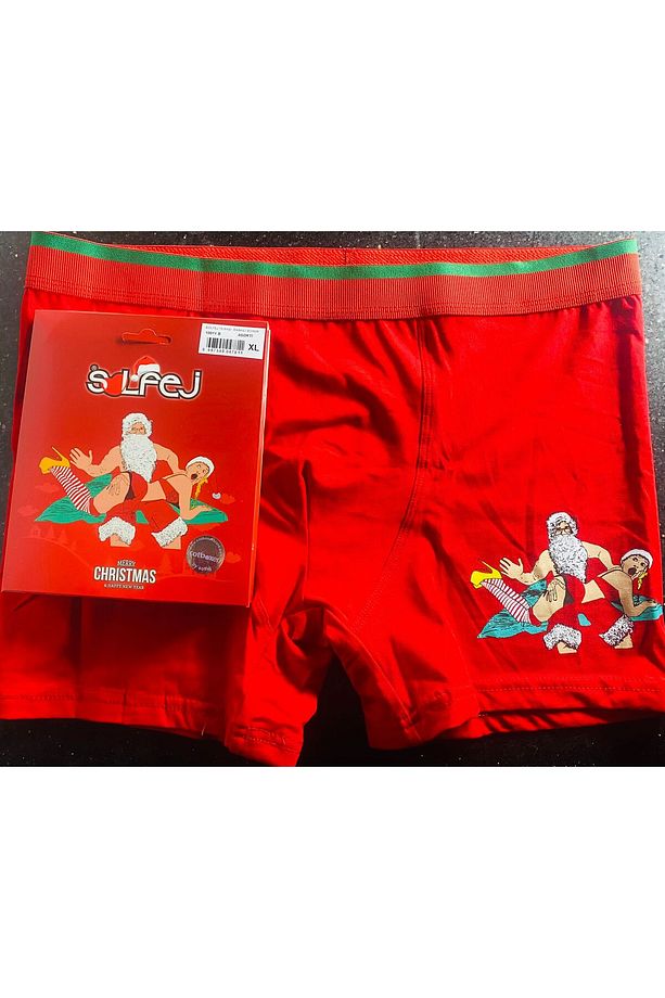 Solfej Yılbaşı Temalı Kırmızı Renk Boxer - 1