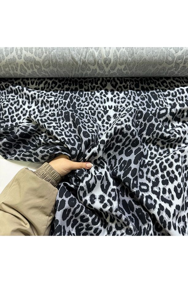 Pamuk Gabardin Kumaş Çift En %100 Pamuk Leopar Desenli - 6