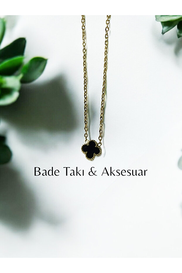 Marka Model Altın Renk Tekli Mini Yonca Çelik Kolye - 1