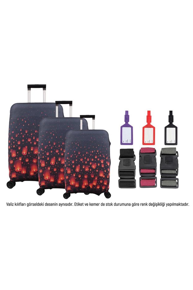 Wish Set of 3 Luggage Sleeves, 3 Luggage Belts, 3 Luggage Labels
