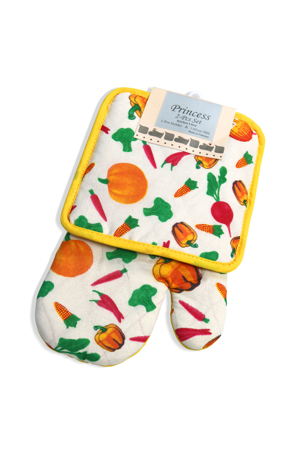 2-Piece Stylish Oven Mitt and Pot Holder Set - Multi-Functional Kitchen Essentials