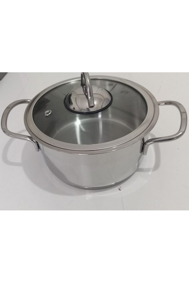 Ambos 20 cm Derin Paslanmaz Çelik Tencere - Cam Kapak 3,35 lt - 3