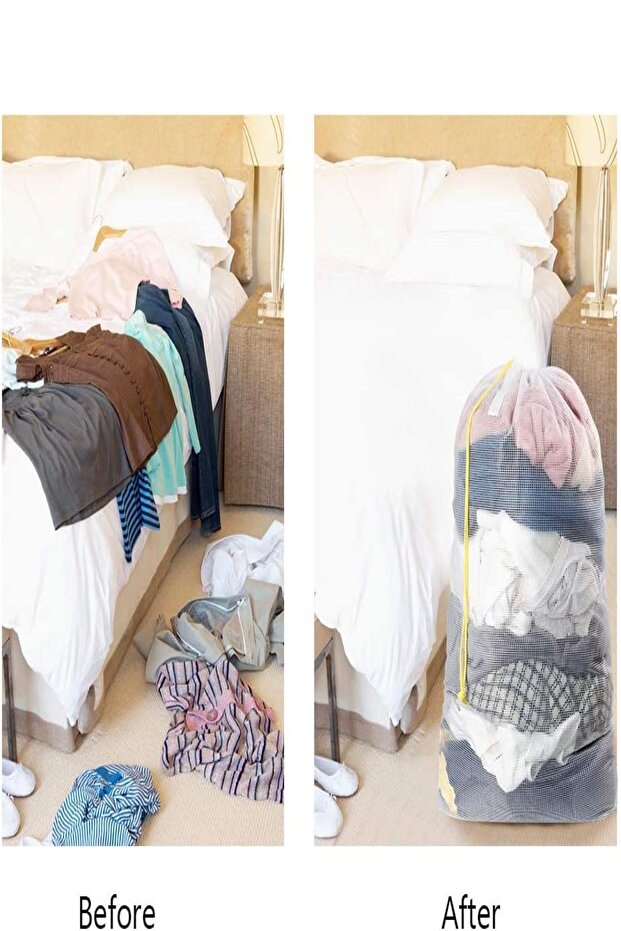 40X60 cm Ultra Luxury Laundry Net Colorful Drawstring Net Dirty Laundry Basket Net Bag - 2