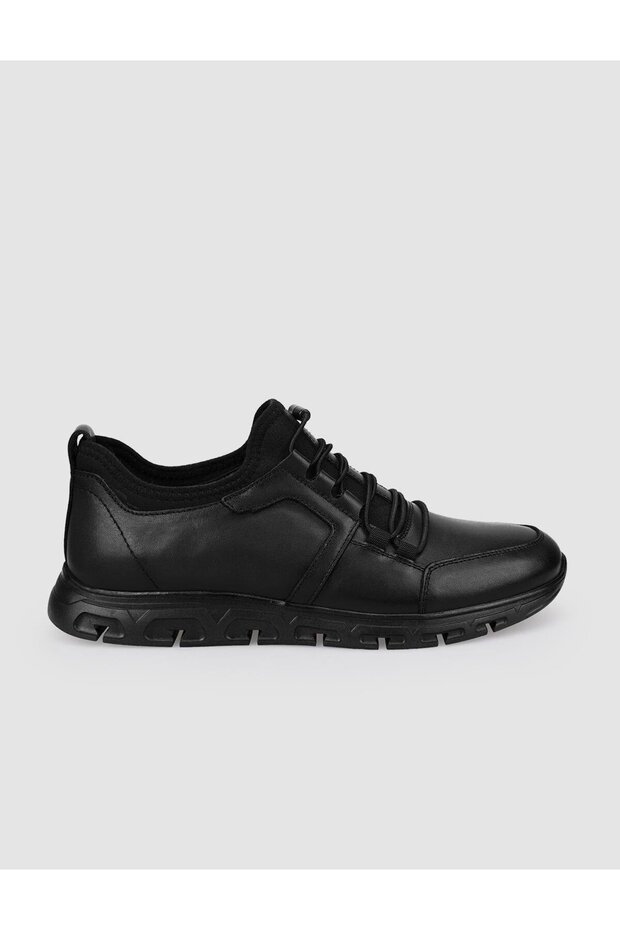 100% Genuine Leather Black Clip Lace-Up Men's Casual Shoes