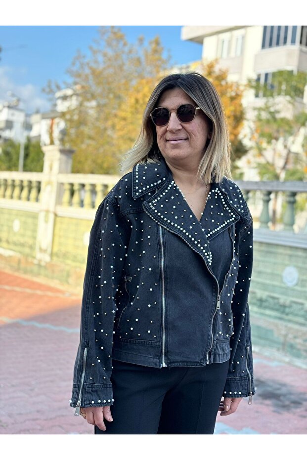 İNCİLİ KOT CEKET - 1