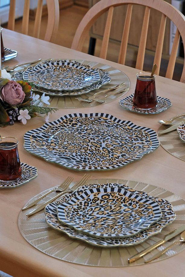 Leopard Altın Yaldızlı Cam Tepsi - 3