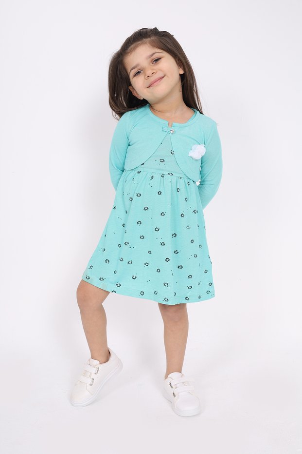 Girl's Dress with Flower Detail on the Chest