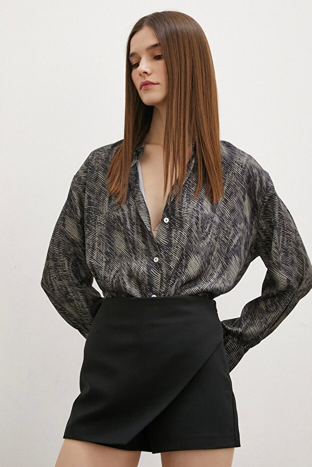 Grafit Desenli Gömlek Siyah - 5