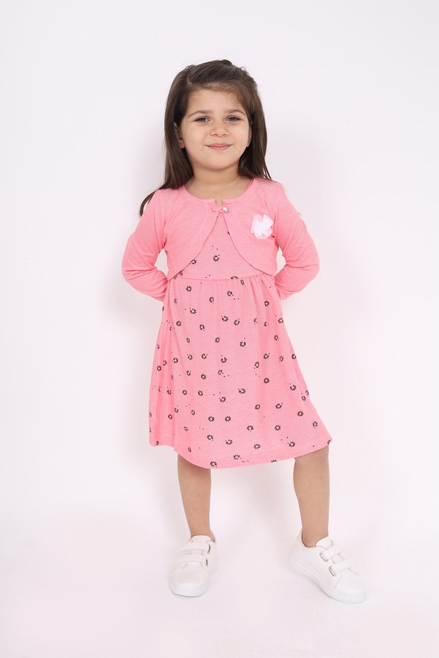Girl's Dress with Flower Detail on the Chest