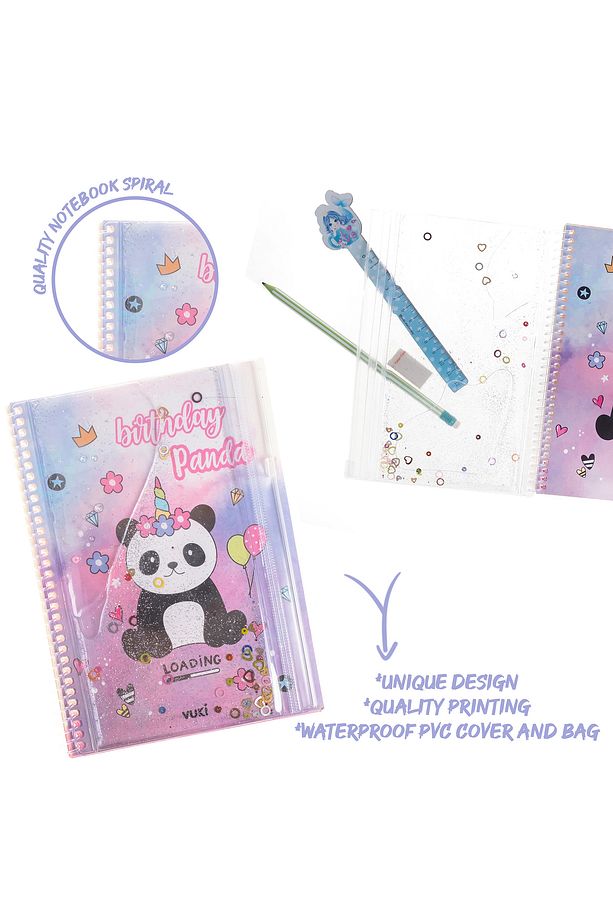 Panda Simli ve Sulu Kapaklı Kalem Kutulu A5 Defter - 4