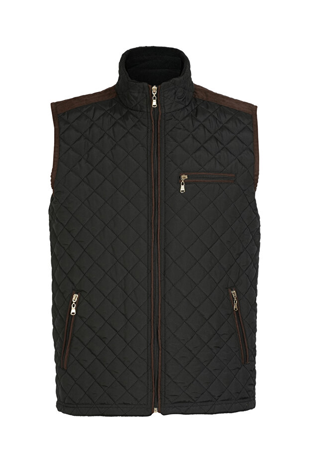 SİYAH BİYELİ KAPİTONE YELEK - 1