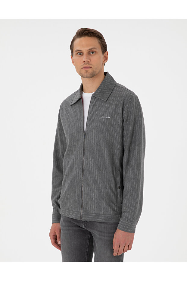 Antrasit Melanj Regular Fit Örme Hırka 50290679-VR081 - 1