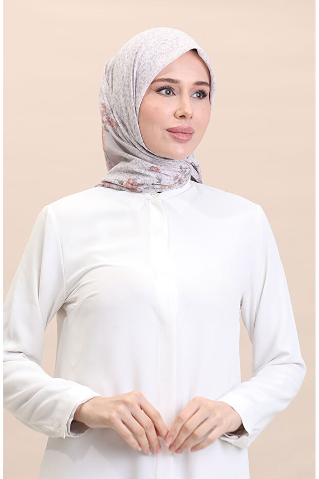 Flover-08 Patterned Gray Scarf - 1