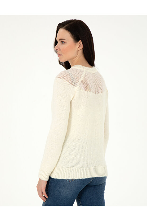 Ekru Regular Fit Yün Karışımlı Kazak 50291359-VR019 - 5