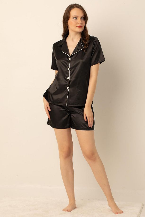 Saten Şortlu Pijama Takımı - 3