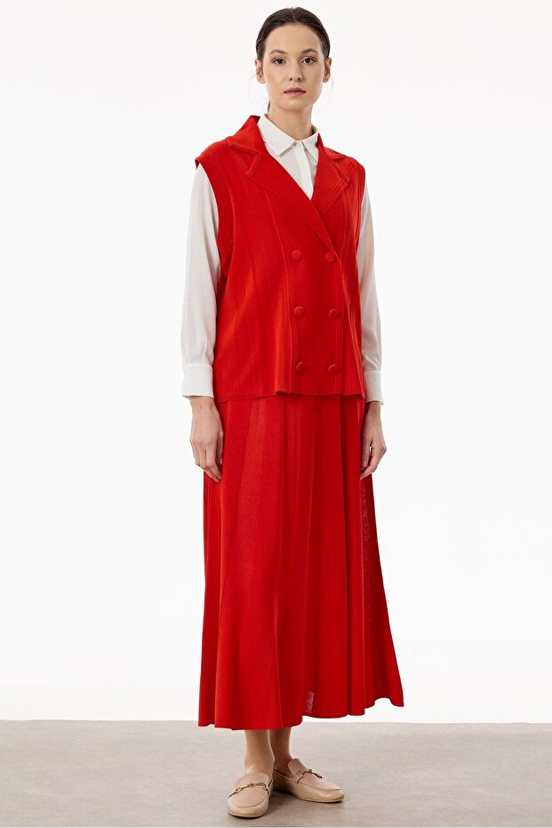 Rayon Vest Skirt Set - Mercan