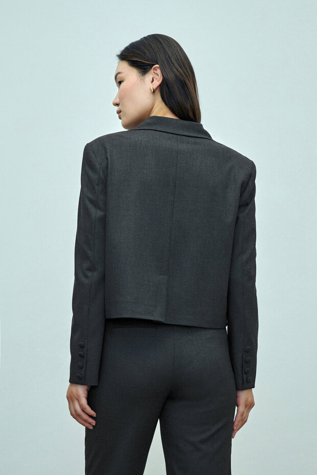 Antrasit Crop Ceket - 3