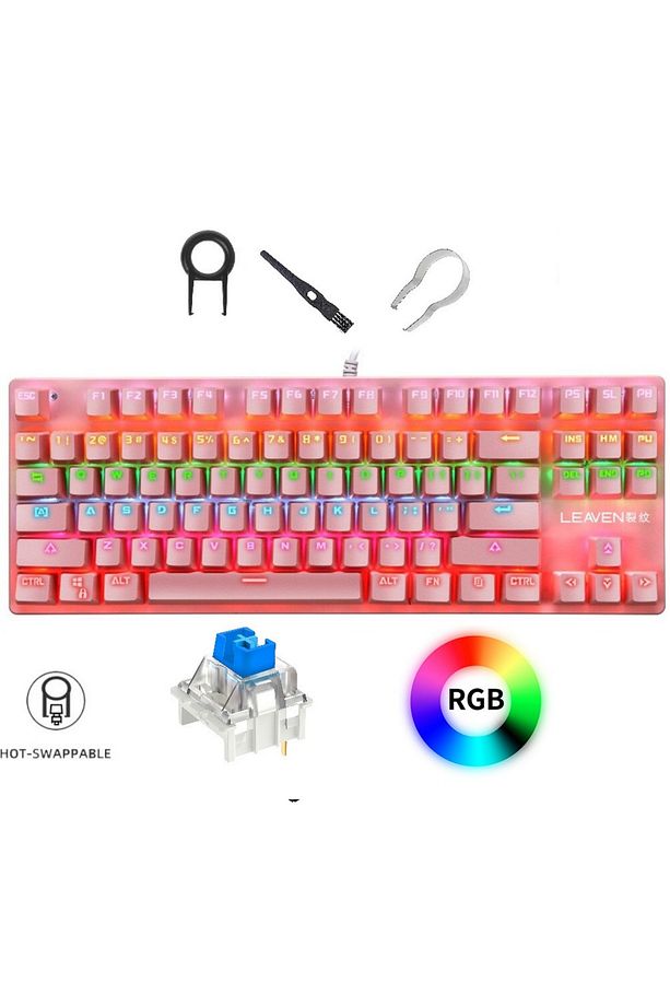 K5.50 RGB Hot-Swap 1.Sınıf Hissiyat Ekstra Yedek Switch ve Aksesuarlı Mekanik Gaming Oyuncu Klavyesi - 1