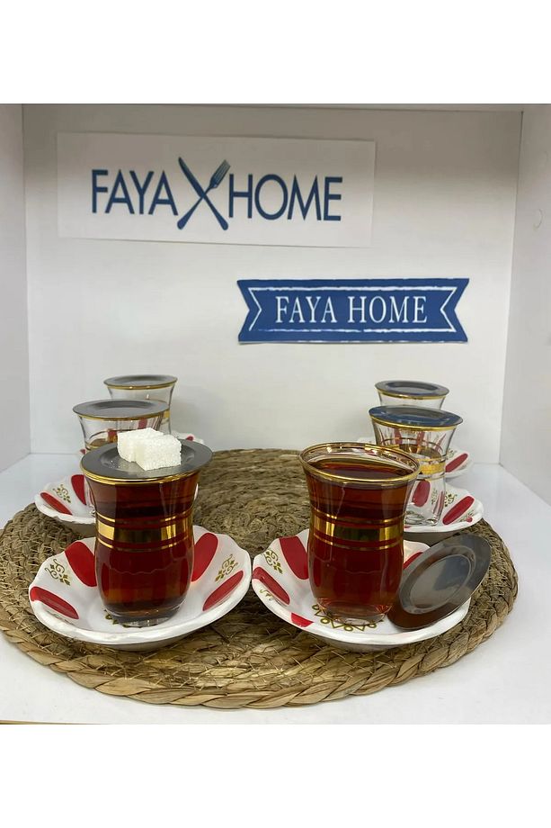 Nostaljik Altın Yaldızlı Kahveci Çay Seti 20 Parça 6 Kişilik Set 1 adet Alüminyum Çaydanlık Takımı - 4
