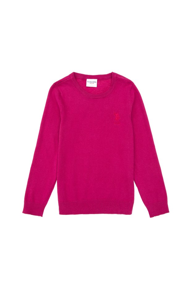 Girl's Fuchsia Crew Neck Basic Sweater 50288945-Vr023