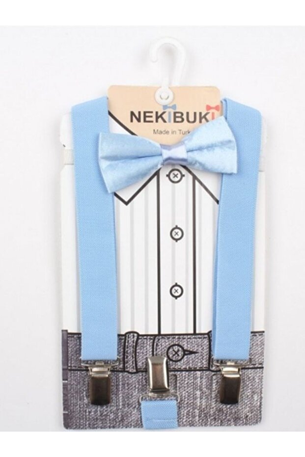 Baby Blue Suspender Bow Tie Set (Compatible up to 9 Years Old)
