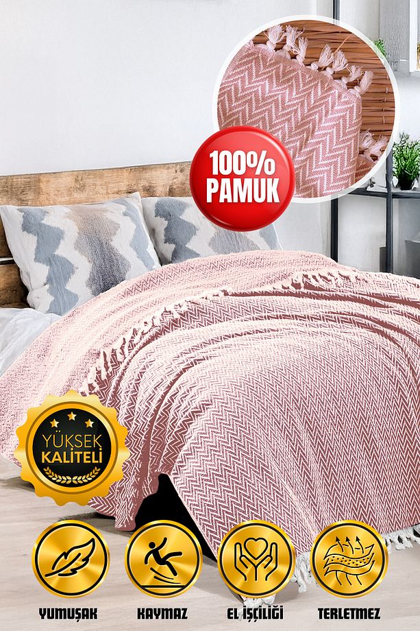 Zigzag Yatak Örtüsü 200x230cm | Battaniye | Kanepe Çekyat Örtüsü - 1