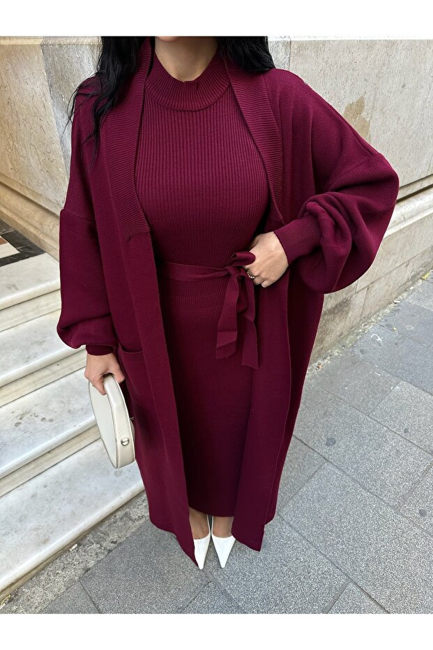 Women's Double Pocket Cardigan Set
