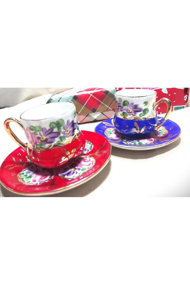 Saray Porcelain Hand Painting Set of 2 Coffee Cups