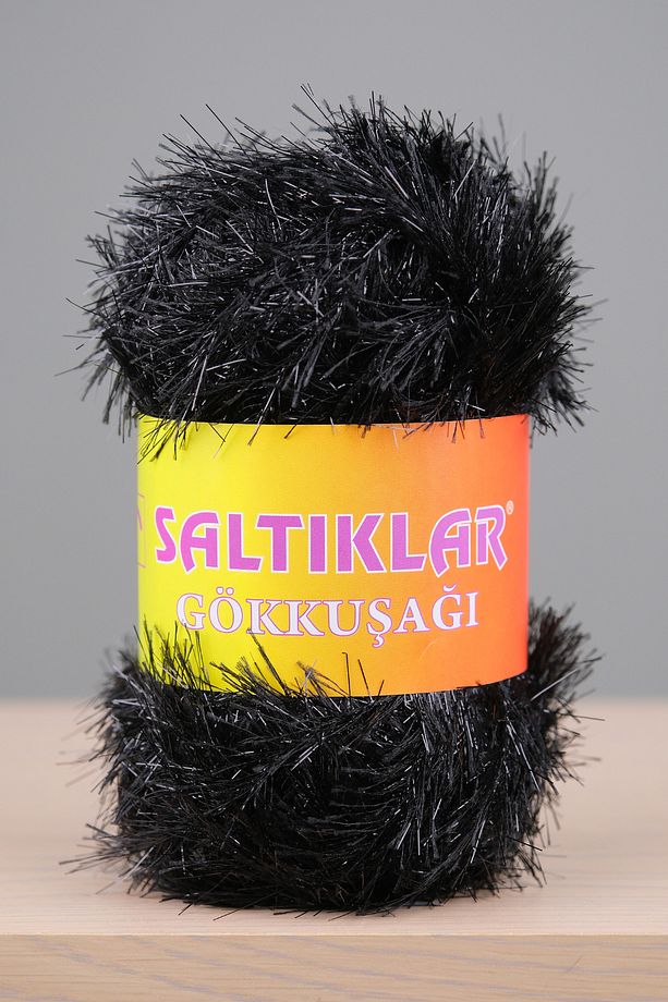Gökküşağı Simli Yumoş Premium Simli Sakallı Ip 100gr/110m Siyah - 1