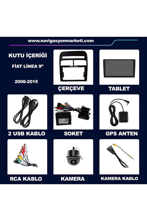 Fiat Linea 2006-2015 Uyumlu 9 inç 6-128 GB Multimedya - 7