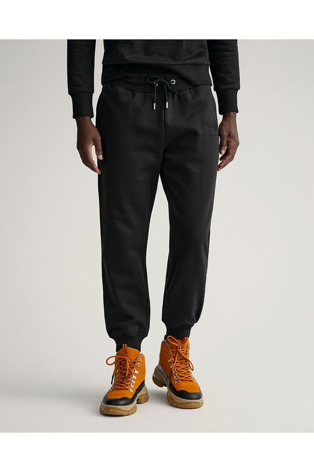 Erkek Siyah Regular Fit Logolu Eşofman Altı - 4