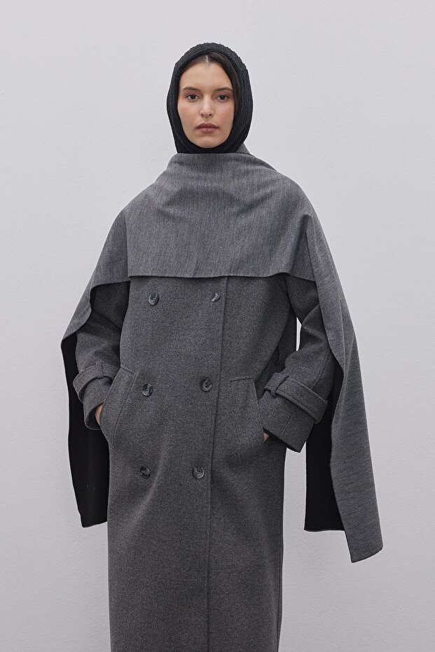 Çift Yönlü Atkı Gri- Siyah - 3