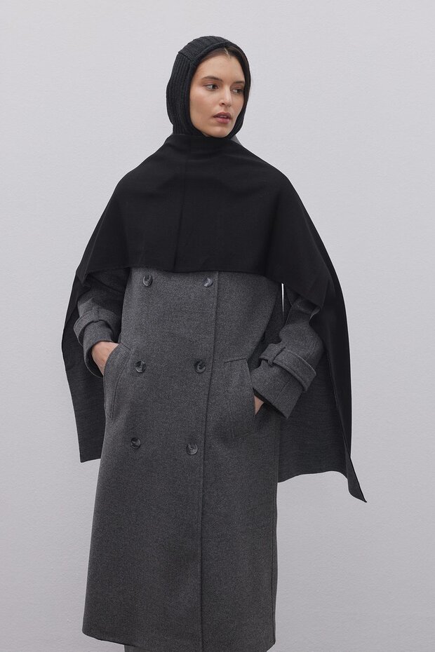 Çift Yönlü Atkı Gri- Siyah - 2