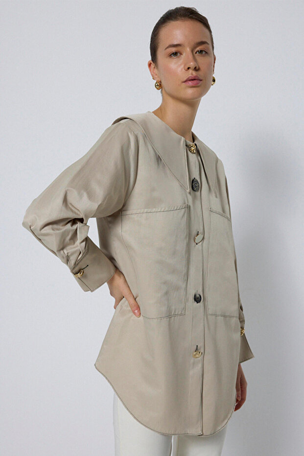 KONTRASZT VARRÁSÚ, SZÉLES ZSEBE ING - 2