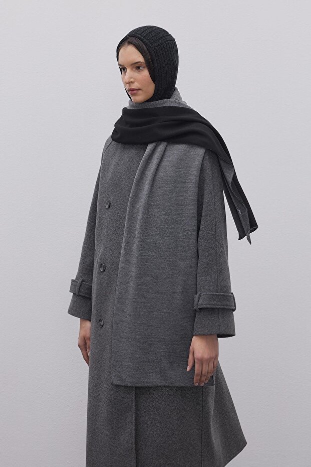 Çift Yönlü Atkı Gri- Siyah - 8