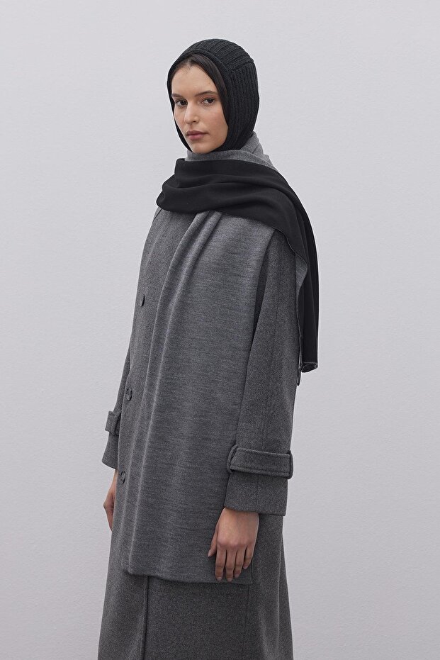 Çift Yönlü Atkı Gri- Siyah - 7